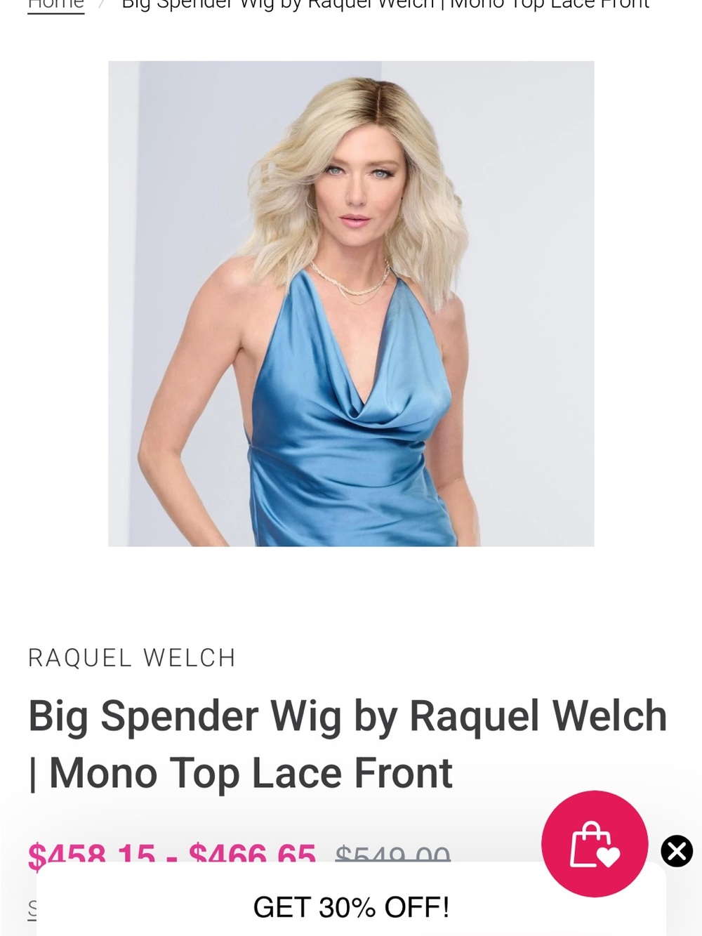 Big Spender Lace Front Wig in Shaded Pink (see last pic) by Raquel Welch